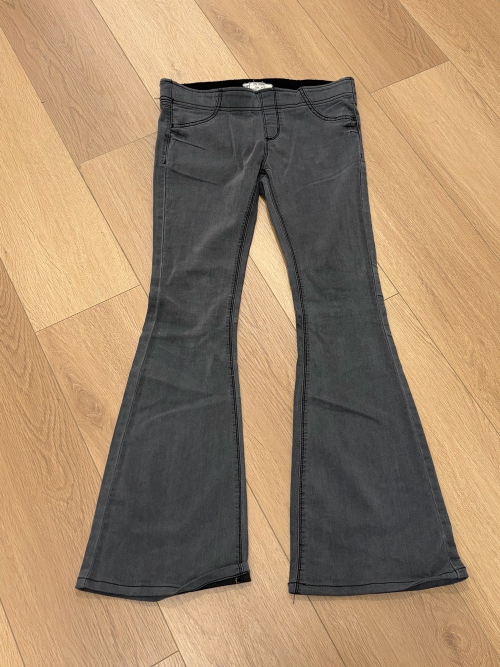 Free People Gray High-Rise Flare Jeans